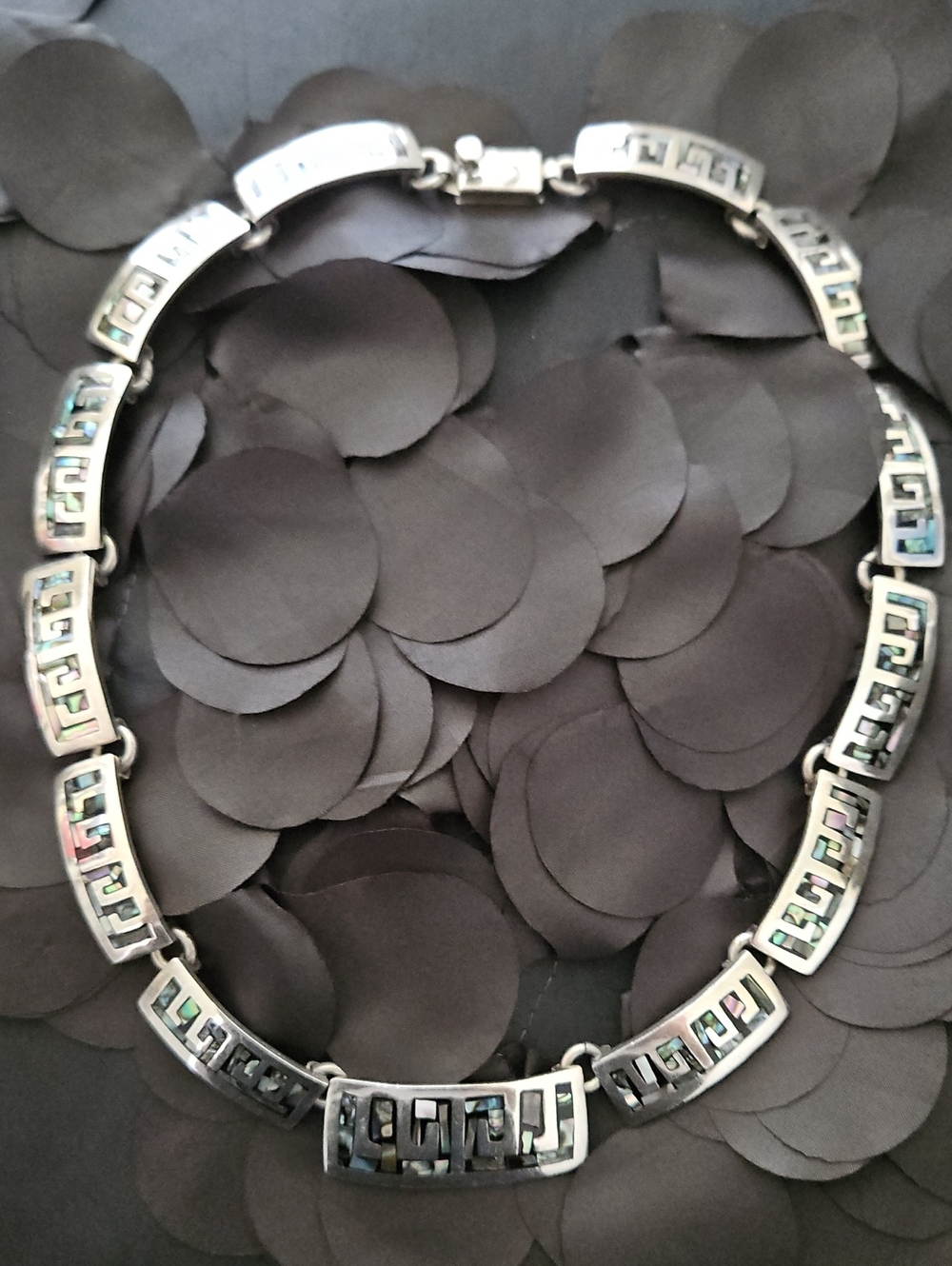 Twisted Gourd Symbolic Abalone Inlaid Silver Necklace Stunning